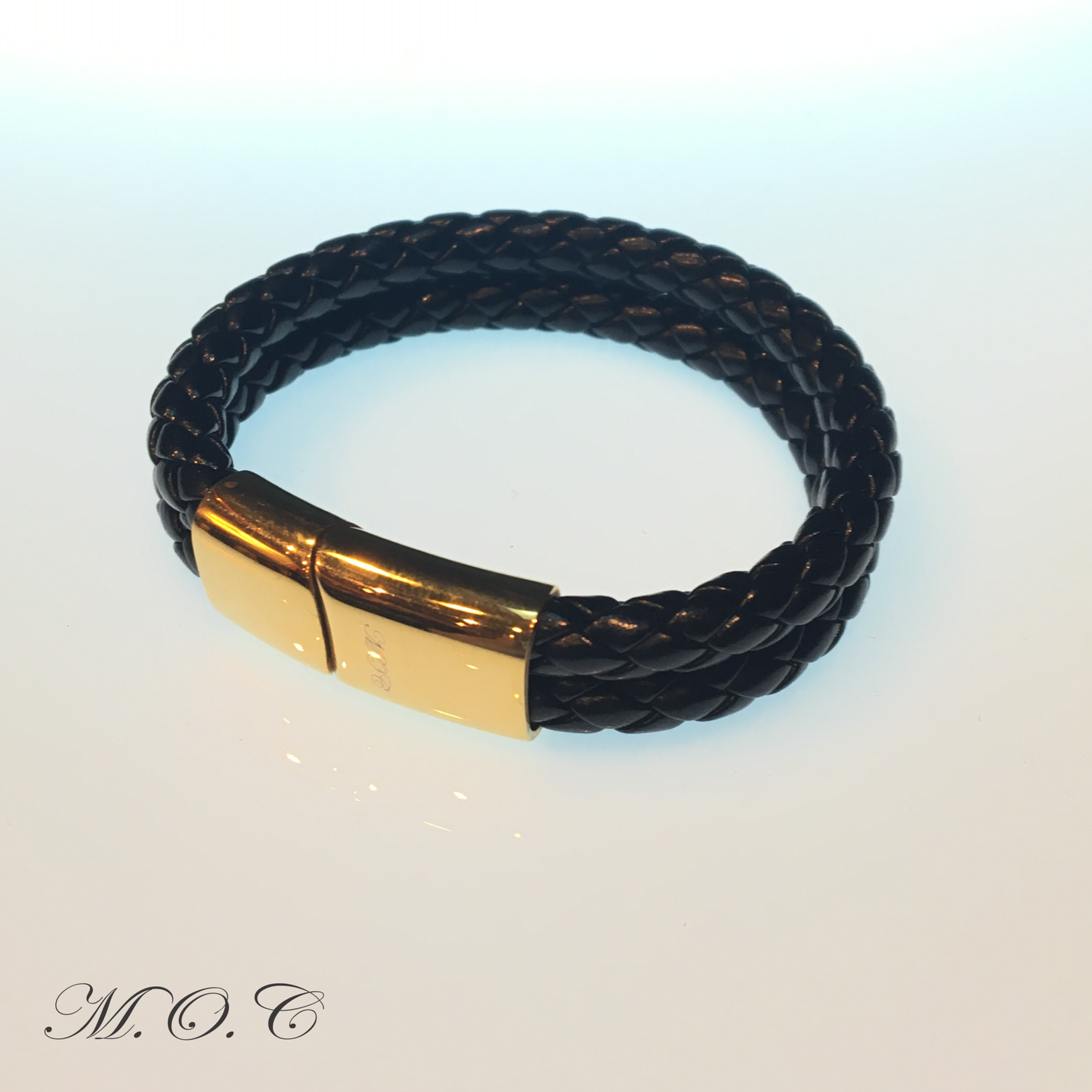 Due Black Leather Bracelet